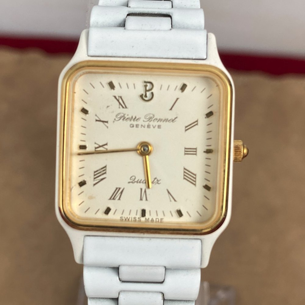Pierre Bonnet Geneve Swiss Made White On White Quartz Watch